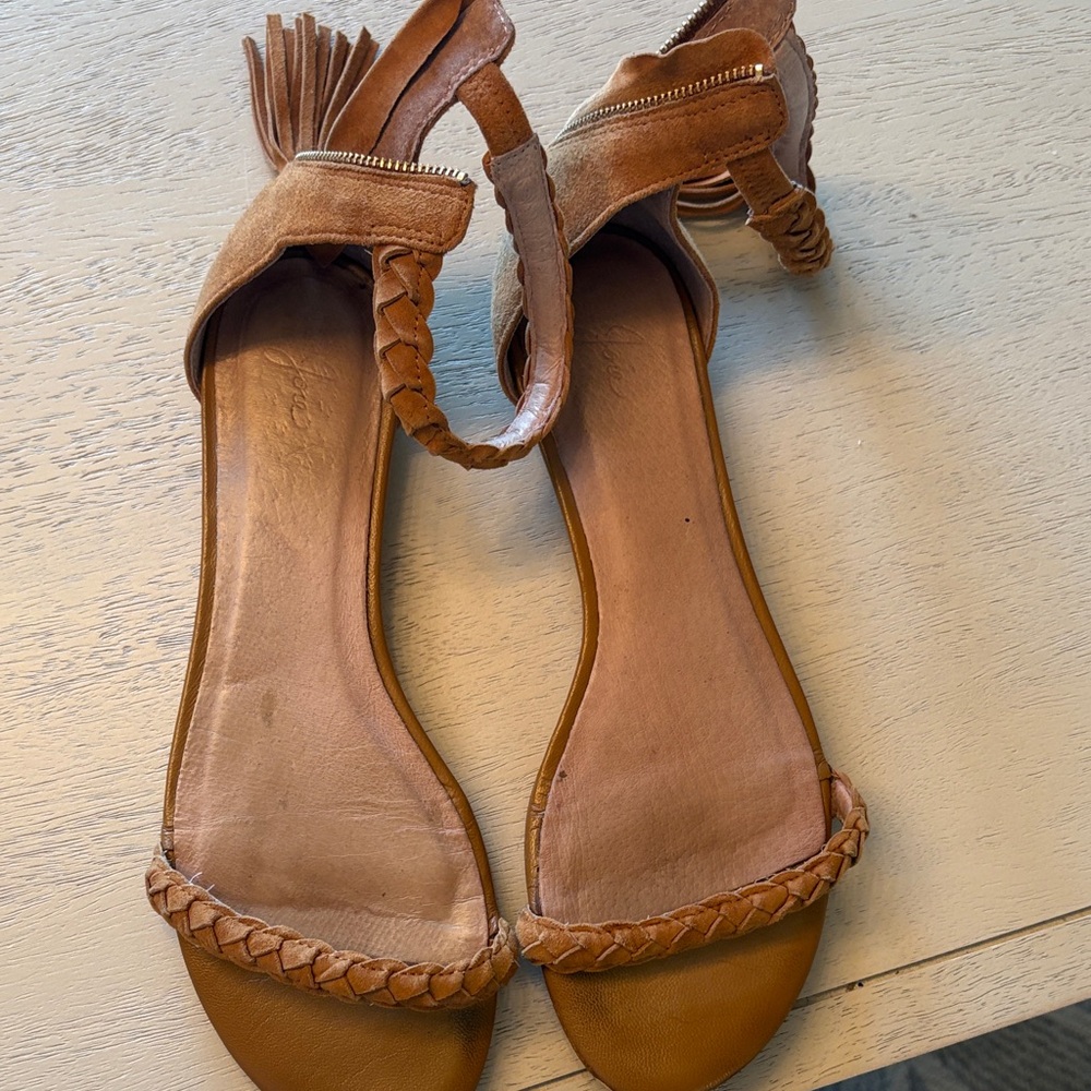 Joie Braided Tan Leather Flat Sandals